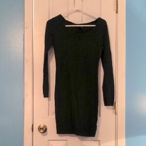 H&M Black Long Sleeve Bateau Bodycon Dress